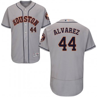 Men's Houston Astros #44 Yordan Alvarez Majestic Flex Base Road Collection Gray Jersey