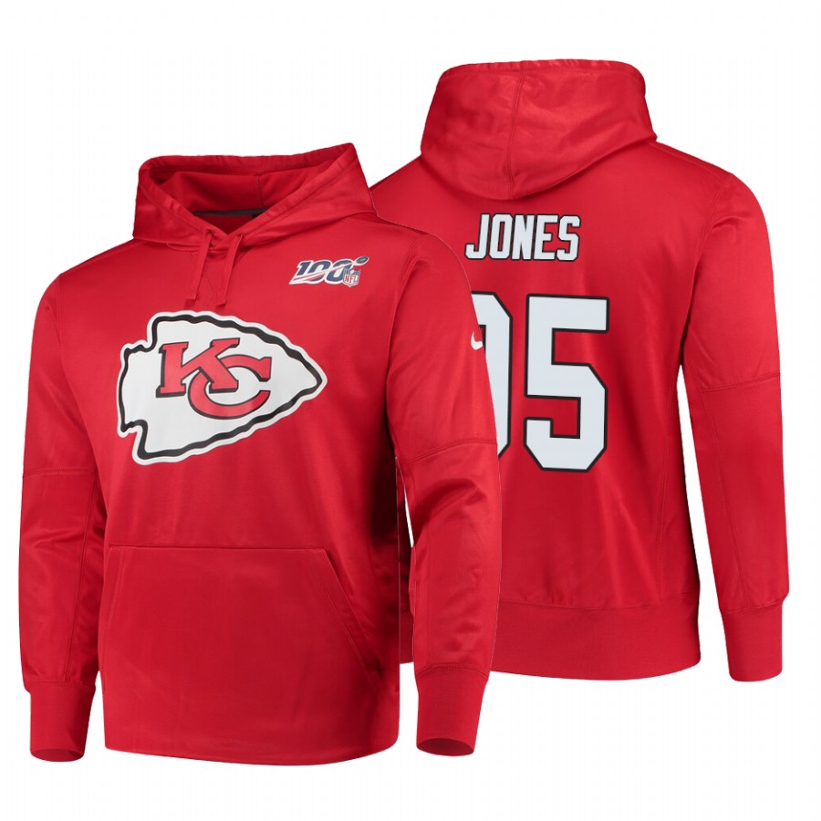 Kansas City Chiefs #95 Chris Jones Nike NFL 100 Primary Logo Circuit Name & Number Pullover Hoodie Red