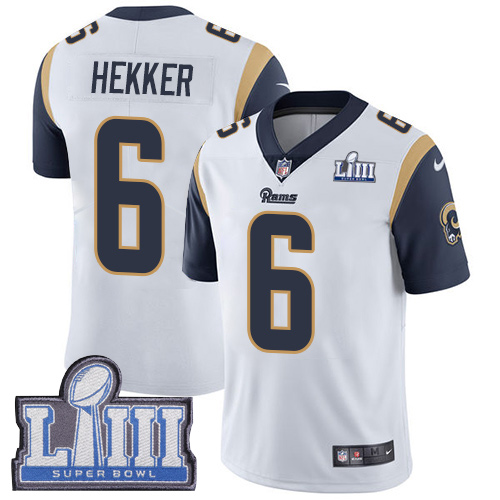 #6 Limited Johnny Hekker White Nike NFL Road Youth Jersey Los Angeles Rams Vapor Untouchable Super Bowl LIII Bound