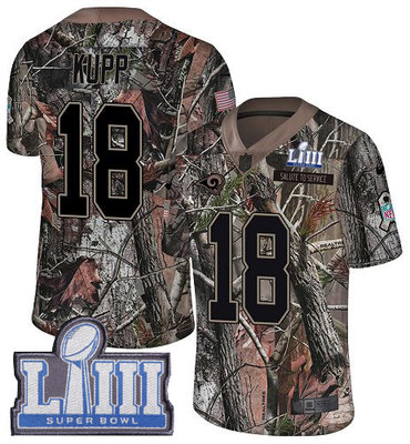 #18 Limited Cooper Kupp Camo Nike NFL Youth Jersey Los Angeles Rams Rush Realtree Super Bowl LIII Bound