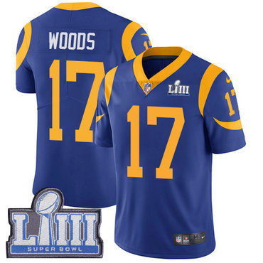 #17 Limited Robert Woods Royal Blue Nike NFL Alternate Youth Jersey Los Angeles Rams Vapor Untouchable Super Bowl LIII Bound