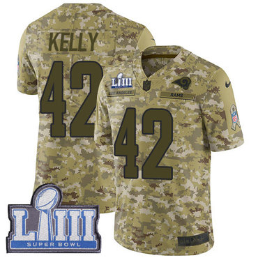 #42 Limited John Kelly Camo Nike NFL Youth Jersey Los Angeles Rams 2018 Salute to Service Super Bowl LIII Bound