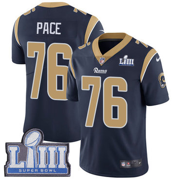 Youth Los Angeles Rams #76 Orlando Pace Navy Blue Nike NFL Home Vapor Untouchable Super Bowl LIII Bound Limited Jersey