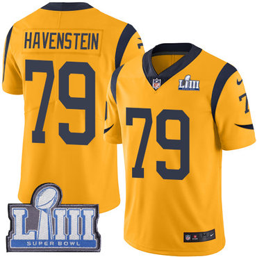 Youth Los Angeles Rams #79 Rob Havenstein Gold Nike NFL Rush Vapor Untouchable Super Bowl LIII Bound Limited Jersey 