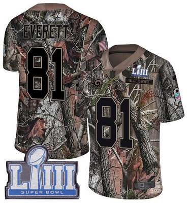 Youth Los Angeles Rams #81 Gerald Everett Camo Nike NFL Rush Realtree Super Bowl LIII Bound Limited Jersey