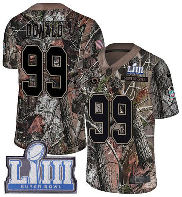 Youth Los Angeles Rams #99 Limited Aaron Donald Camo Nike NFL Rush Realtree Super Bowl LIII Bound Limited Jersey