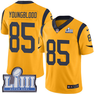 #85 Limited Jack Youngblood Gold Nike NFL Men's Jersey Los Angeles Rams Rush Vapor Untouchable Super Bowl LIII Bound