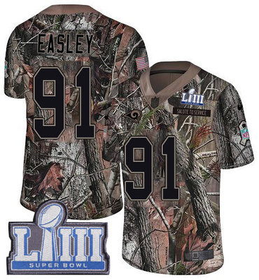 #91 Limited Dominique Easley Camo Nike NFL Men's Jersey Los Angeles Rams Rush Realtree Super Bowl LIII Bound