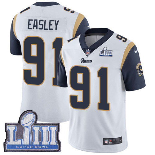 #91 Limited Dominique Easley White Nike NFL Road Men's Jersey Los Angeles Rams Vapor Untouchable Super Bowl LIII Bound