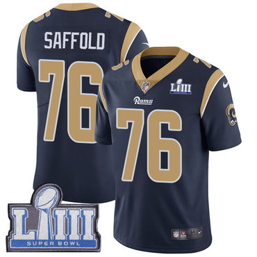 #76 Limited Rodger Saffold Navy Blue Nike NFL Home Men's Jersey Los Angeles Rams Vapor Untouchable Super Bowl LIII Bound