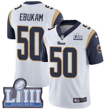 #50 Limited Samson Ebukam White Nike NFL Road Men's Jersey Los Angeles Rams Vapor Untouchable Super Bowl LIII Bound