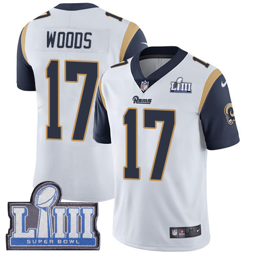 #17 Limited Robert Woods White Nike NFL Road Men's Jersey Los Angeles Rams Vapor Untouchable Super Bowl LIII Bound