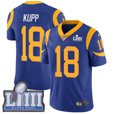 #18 Limited Cooper Kupp Royal Blue Nike NFL Alternate Men's Jersey Los Angeles Rams Vapor Untouchable Super Bowl LIII Bound