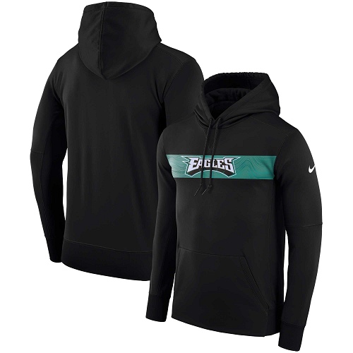 Men's Philadelphia Eagles Nike Black Sideline Team Performance Pullover Hoodie