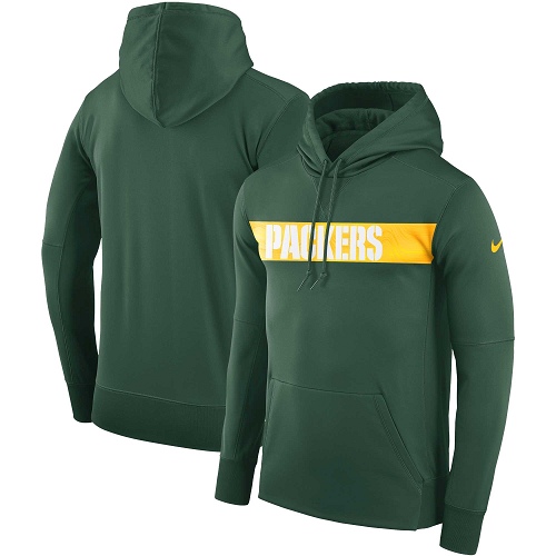 Men's Green Bay Packers Nike Green Sideline Team Performance Pullover Hoodie