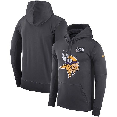 Men's Minnesota Vikings Nike Anthracite Crucial Catch Performance Pullover Hoodie