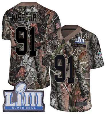 #91 Limited Deatrich Wise Jr Camo Nike NFL Youth Jersey New England Patriots Rush Realtree Super Bowl LIII Bound