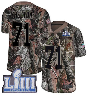 #71 Limited Danny Shelton Camo Nike NFL Youth Jersey New England Patriots Rush Realtree Super Bowl LIII Bound