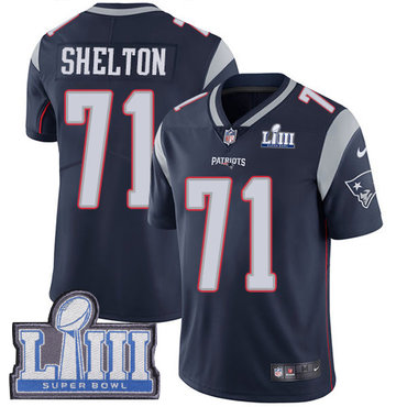 #71 Limited Danny Shelton Navy Blue Nike NFL Home Youth Jersey New England Patriots Vapor Untouchable Super Bowl LIII Bound