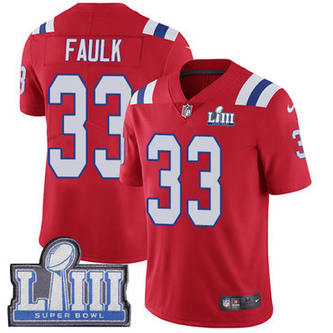 #33 Limited Kevin Faulk Red Nike NFL Alternate Youth Jersey New England Patriots Vapor Untouchable Super Bowl LIII Bound