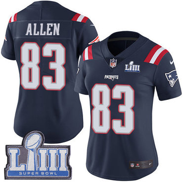 #83 Limited Dwayne Allen Navy Blue Nike NFL Women's Jersey New England Patriots Rush Vapor Untouchable Super Bowl LIII Bound