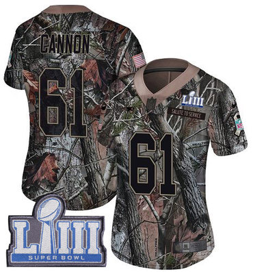 #61 Limited Marcus Cannon Camo Nike NFL Women's Jersey New England Patriots Rush Realtree Super Bowl LIII Bound