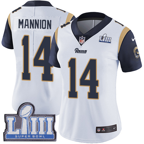 #14 Limited Sean Mannion White Nike NFL Road Women's Jersey Los Angeles Rams Vapor Untouchable Super Bowl LIII Bound