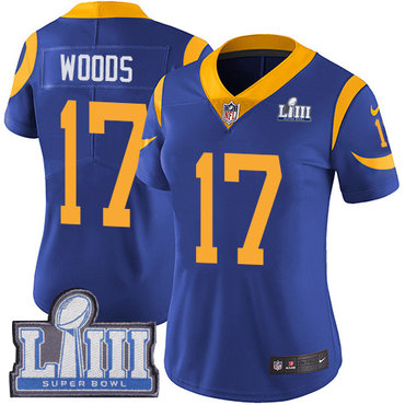 #17 Limited Robert Woods Royal Blue Nike NFL Alternate Women's Jersey Los Angeles Rams Vapor Untouchable Super Bowl LIII Bound