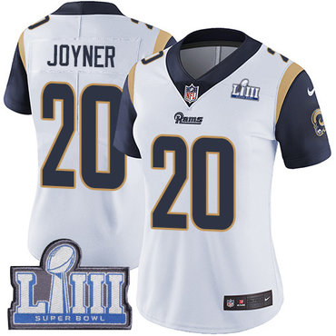 Women's Los Angeles Rams #20 Lamarcus Joyner White Nike NFL Road Vapor Untouchable Super Bowl LIII Bound Limited Jersey