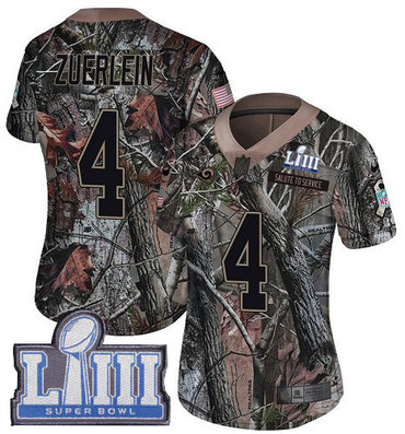 #4 Limited Greg Zuerlein Camo Nike NFL Women's Jersey Los Angeles Rams Rush Realtree Super Bowl LIII Bound