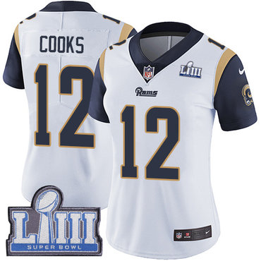 Women's Los Angeles Rams #12 Brandin Cooks White Nike NFL Road Vapor Untouchable Super Bowl LIII Bound Limited Jersey