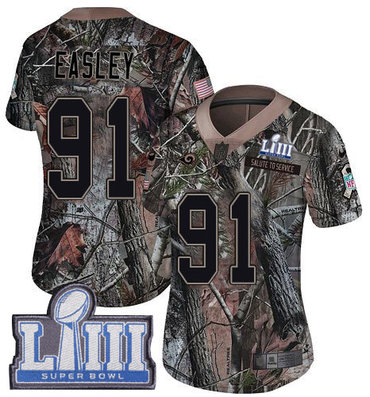 #91 Limited Dominique Easley Camo Nike NFL Women's Jersey Los Angeles Rams Rush Realtree Super Bowl LIII Bound