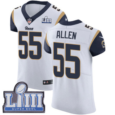 #55 Elite Brian Allen White Nike NFL Road Men's Jersey Los Angeles Rams Vapor Untouchable Super Bowl LIII Bound