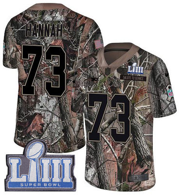 #73 Limited John Hannah Camo Nike NFL Men's Jersey New England Patriots Rush Realtree Super Bowl LIII Bound