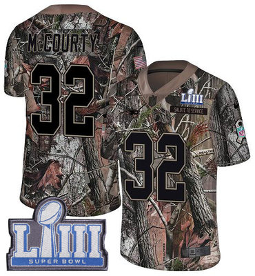 #32 Limited Devin McCourty Camo Nike NFL Men's Jersey New England Patriots Rush Realtree Super Bowl LIII Bound