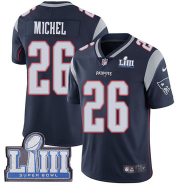 #26 Limited Sony Michel Navy Blue Nike NFL Home Men's Jersey New England Patriots Vapor Untouchable Super Bowl LIII Bound