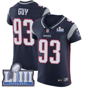 #93 Elite Lawrence Guy Navy Blue Nike NFL Home Men's Jersey New England Patriots Vapor Untouchable Super Bowl LIII Bound