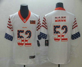 Men's Chicago Bears #52 Khalil Mack White Independence Day Stars Stripes Jersey