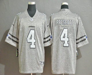 Men's Dallas Cowboys #4 Dak Prescott 2019 Gray Gridiron Vapor Untouchable Stitched NFL Nike Limited Jersey