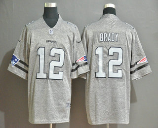 Men's New England Patriots #12 Tom Brady 2019 Gray Gridiron Vapor Untouchable Stitched NFL Nike Limited Jersey