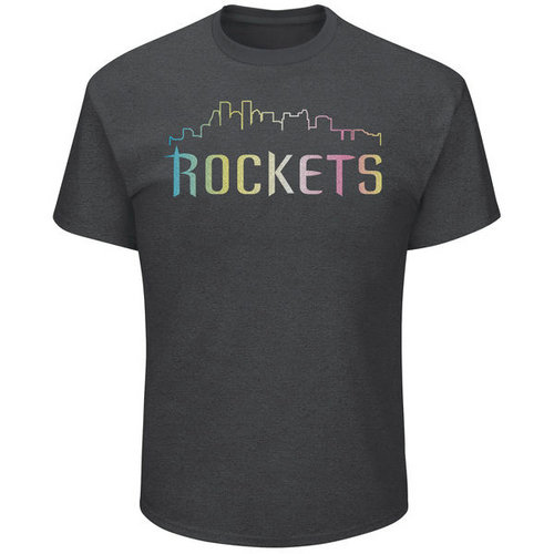 Houston Rockets Majestic Heather Charcoal Tek Patch Color Reflective Skyline T-Shirt