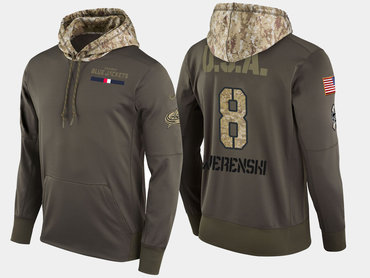 Nike Columbus Blue Jackets 8 Zach Werenski Olive Salute To Service Pullover Hoodie