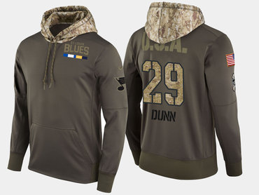 Nike St. Louis Blues 29 Vince Dunn Olive Salute To Service Pullover Hoodie