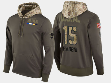 Nike St. Louis Blues 15 Robby Fabbri Olive Salute To Service Pullover Hoodie