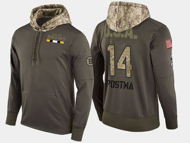 Nike Boston Bruins 14 Paul Postma Olive Salute To Service Pullover Hoodie