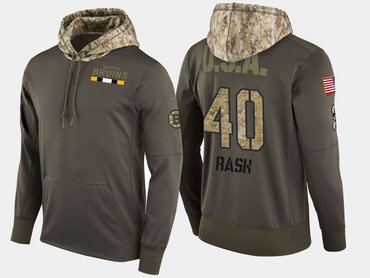 Nike Boston Bruins 40 Tuukka Rask Olive Salute To Service Pullover Hoodie