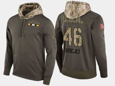 Nike Boston Bruins 46 David Krejci Olive Salute To Service Pullover Hoodie