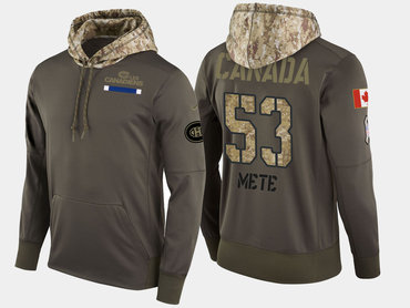 Nike Montreal Canadiens 53 Victor Mete Olive Salute To Service Pullover Hoodie