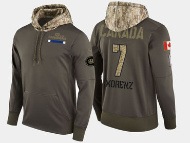 Nike Montreal Canadiens 7 Howie Morenz Retired Olive Salute To Service Pullover Hoodie