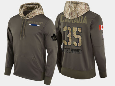 Nike Toronto Maple Leafs 35 Curtis Mcelhinney Olive Salute To Service Pullover Hoodie